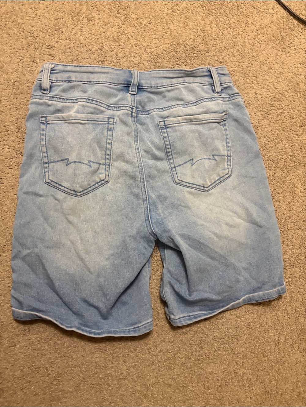 Women’s Denim Jean Shorts - Light Blue & Black - Picture 6 of 7